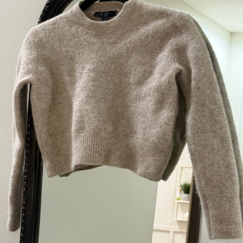 All Saints Soft Beige Crew Neck Sweater